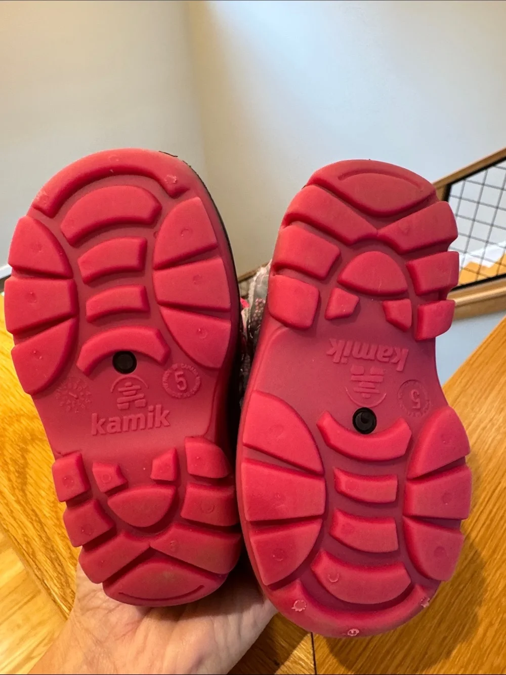 Kamik Kids Gray and Pink Winter Snow Boots Size 5